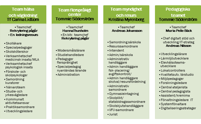 Organisationsschema som visar nya CLH och Kansli