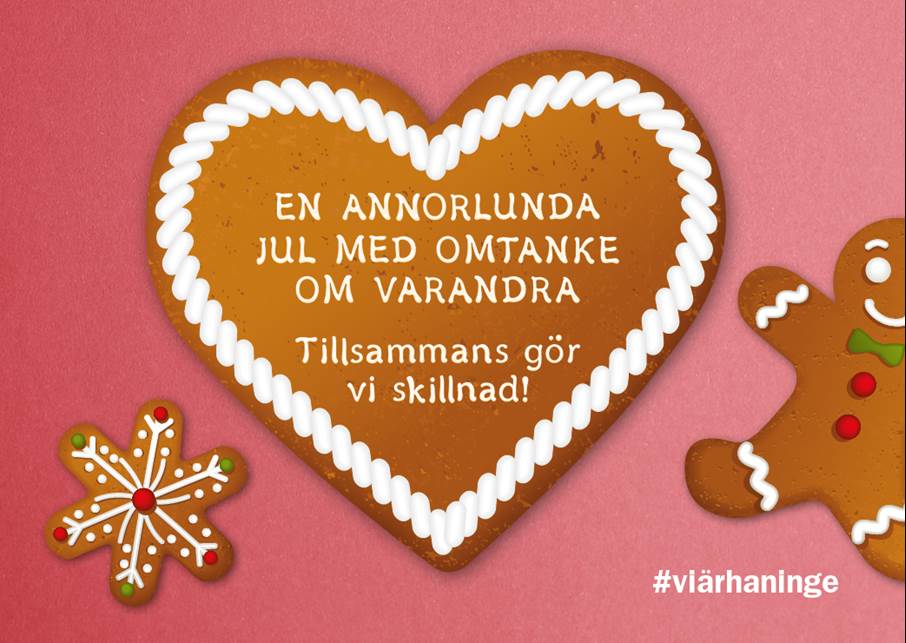 Illustration med pepparkaka och julhälsning