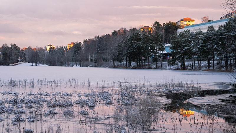 Rudan friluftsområde i vinterskrud