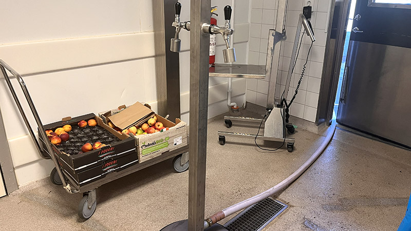 Två vattenkranar i ett skolkök