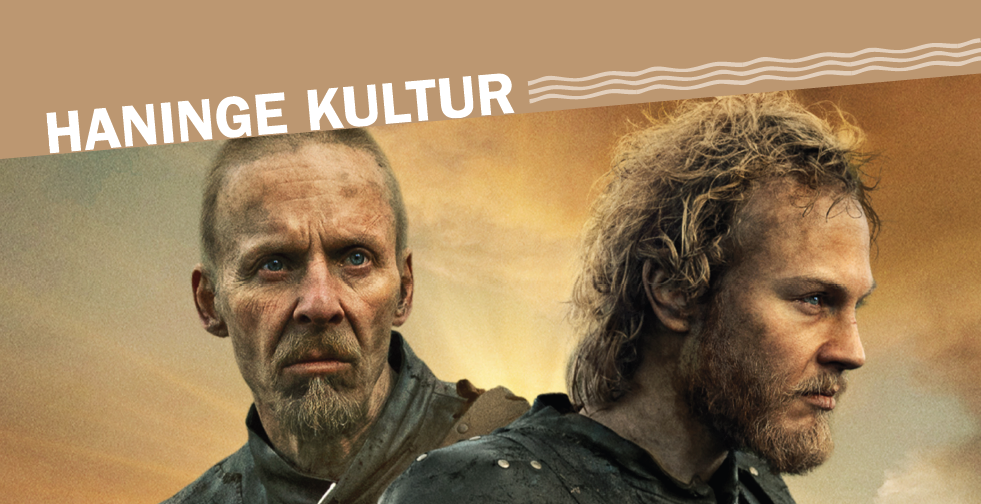 Filmposter från Haninge Kultur med två personer i historiska kläder avbildade i närbild mot en varm, molnig bakgrund. Texten ”Haninge kultur” visas överst.