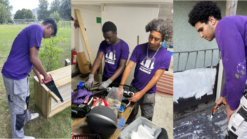 Feriearbetarna Ibrahim, Baba, Rayan och Yossef har arbetat i Jordbro i sommar. Fyra ungdomar sommarjobbar.