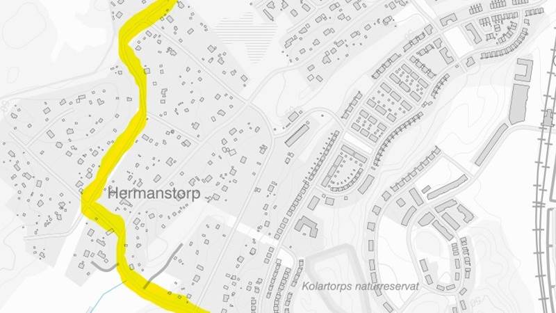 Den planerade bussgatan i Hermanstorp kommer att fungera för tyngre genomfartstrafik från och med sommaren 2023. Bussgata Hermanstorp