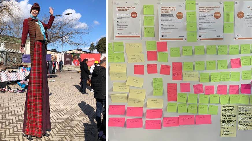 Styltman och post-it-lappar.