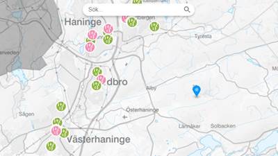 Karta över Haninge kommuns grundskolor