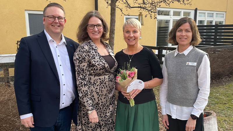 Jens Davidson, äldrenämndens ordförande, Anneli Lindberg, sjuksköterska, Anna Tenje, äldre- och socialförsäkringsminister och Jenny Widén, dietist.