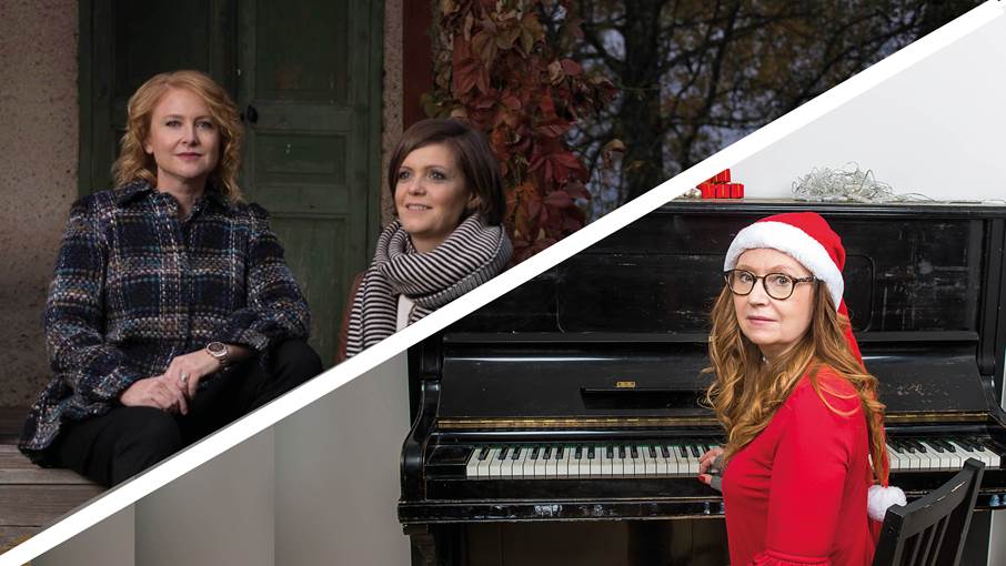 Systrarna Sjöberg och Karin Dietrichson. Fotokollage av systrarna Sjöberg och Karin Dietrichson