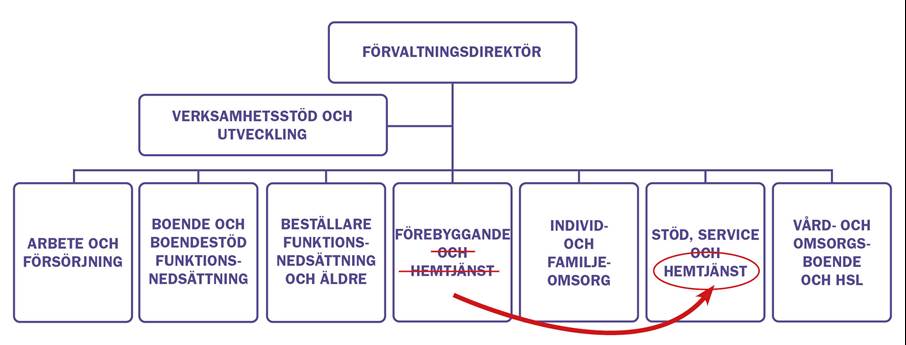 Social- och äldreförvaltningens organisation från 1 december 2020. Organisationsskiss över social- och äldreförvaltningen