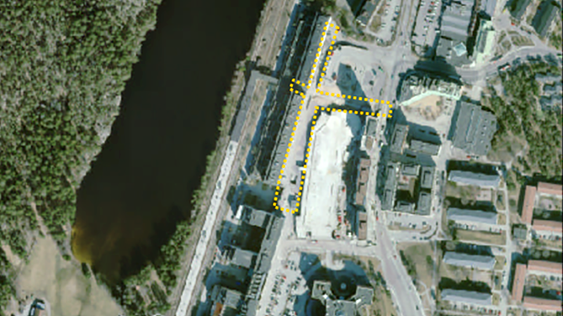 Flygfoto över centrala delarna av Haninge. Flygfoto över centrala delarna av Haninge.