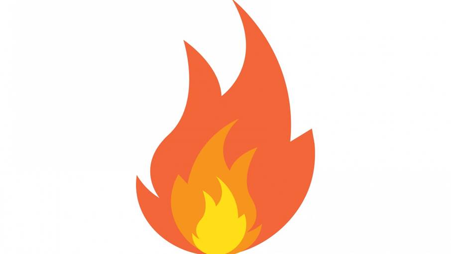Stiliserad eldsflamma på vit botten