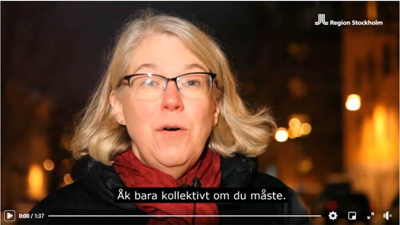 Smittskyddsläkare Maria Rotzén Östlund Region Stockholm,  om vikten av att använda munskydd i kollektivtrafiken