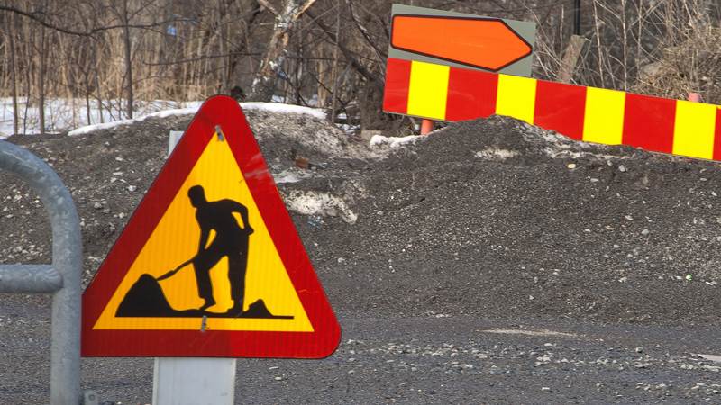 Varningsskylt arbete pågår