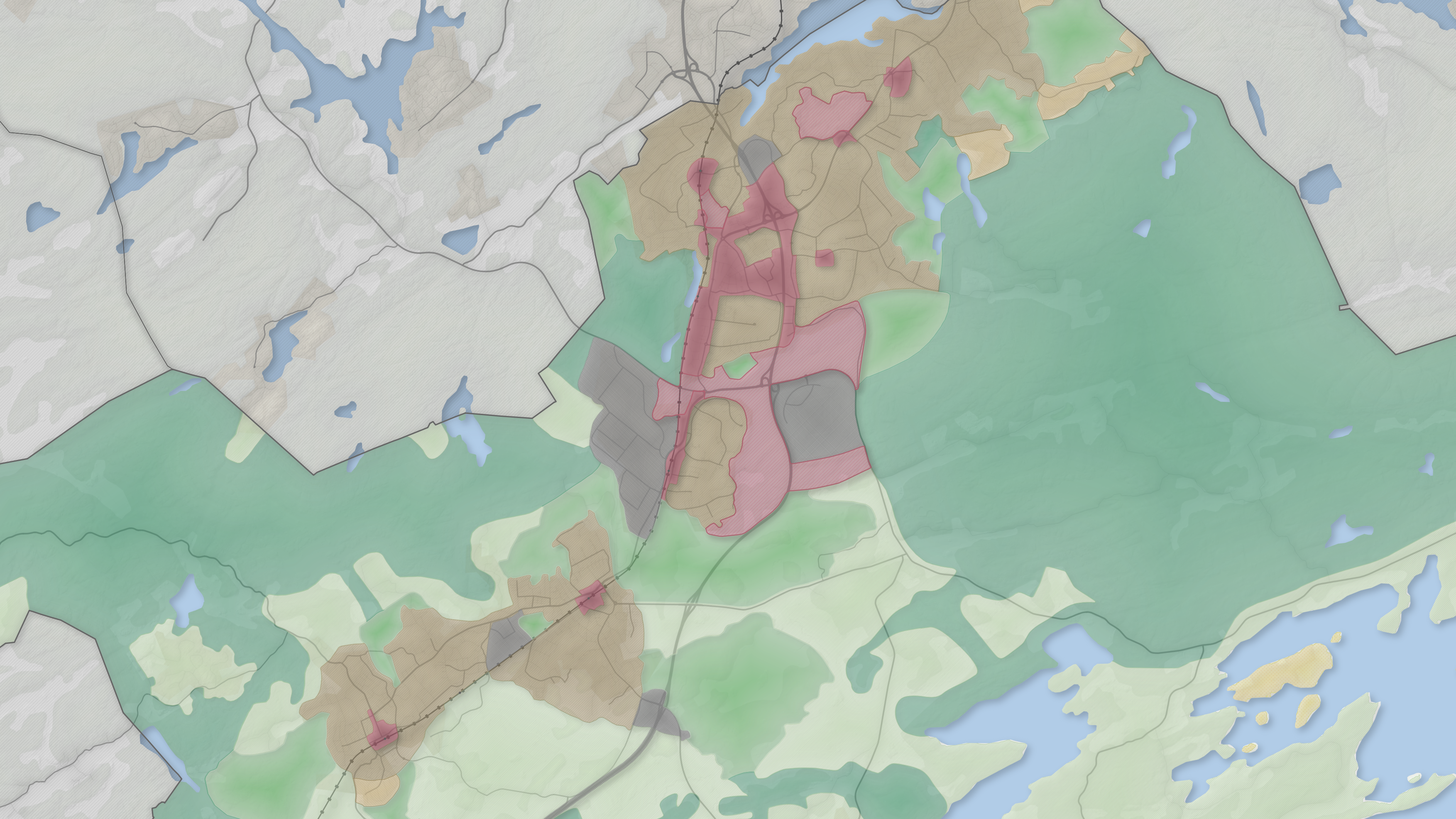 Karta som visar hur mark och vatten inom kommunens geografiska område ska användas i förslaget till ny översiktsplan.