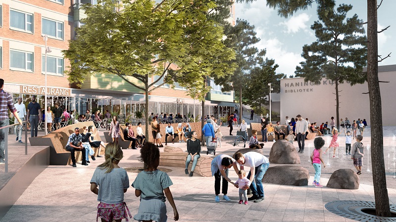 Visionsbild på hur Poseidons torg kan se ut efter ombyggnas