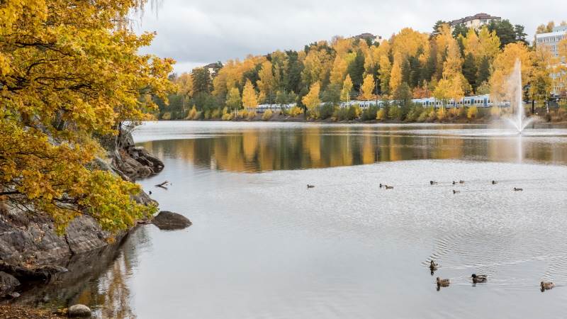 Höstdag i Rudans friluftsområde. Höstbild från Handen