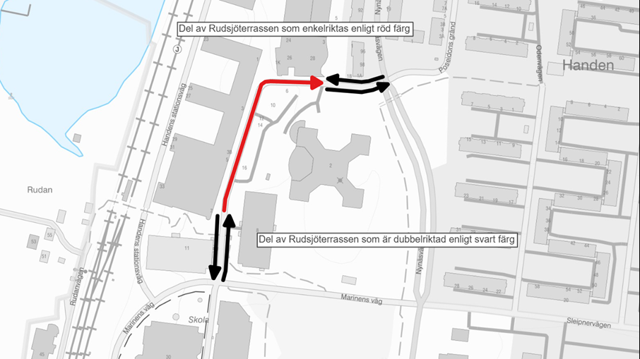 Del av Rudsjöterrassen blir enkelriktad från 25 mars. Del av Rudsjöterrassen blir enkelriktad från 25 mars.