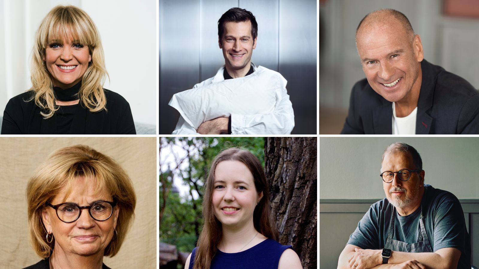 Sex porträtt av medverkande i seniordag. 