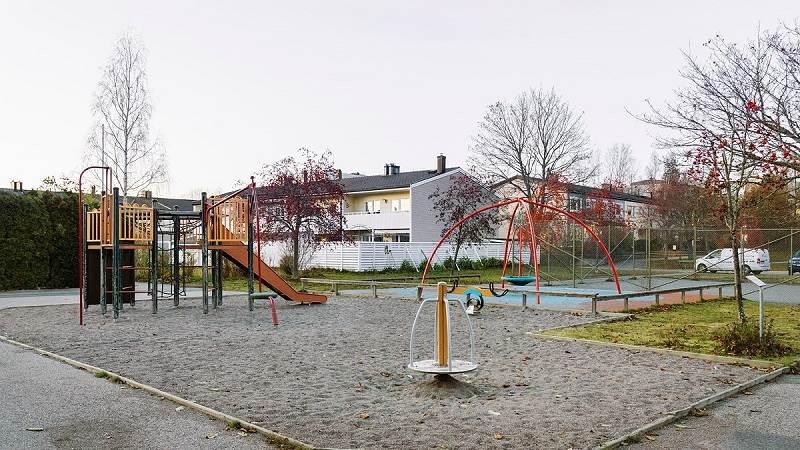 En lekplats på Lodjurets gata i Brandbergen,
