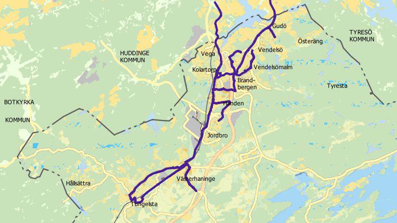 Kartbild över sopsaltade regionala cykelstråk