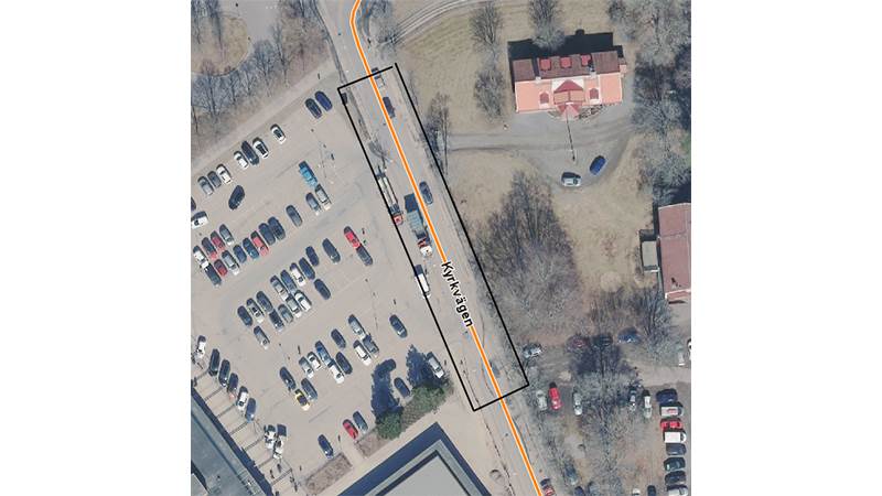 Karta över in- och utfart till Västerhaninge centrums parkering