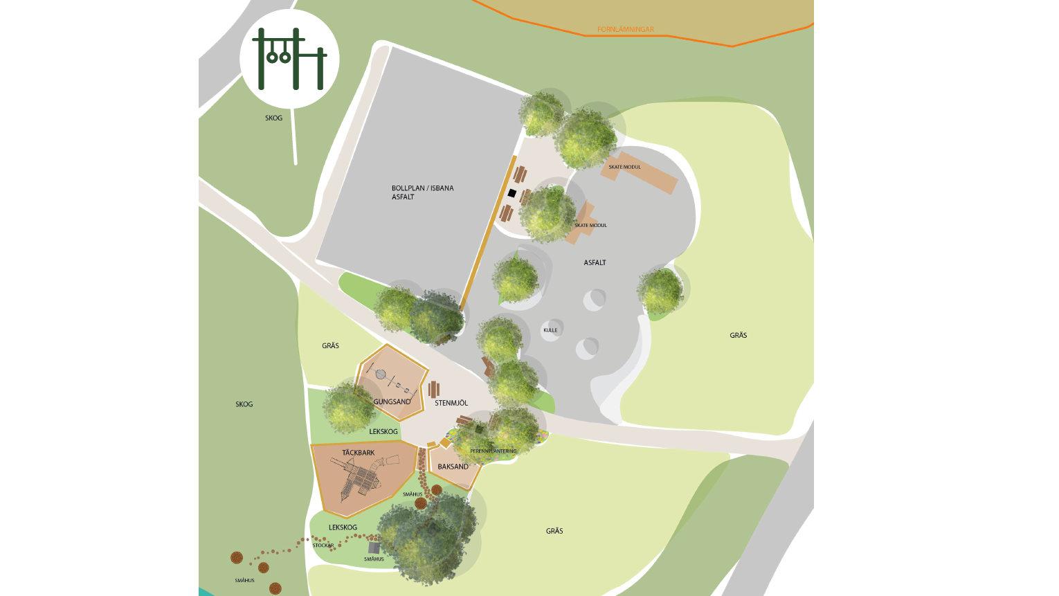 Skiss över planerna för Lillgårdens lekplats