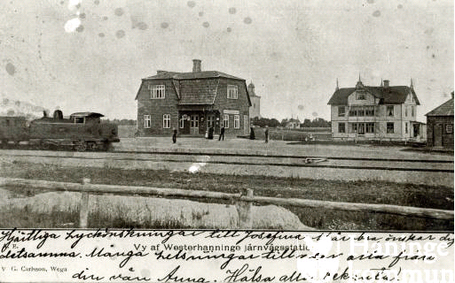 Vykort över Västerhaninge station (Haningearkivet)