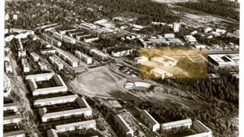 Flygfoto över Eskilsparken 1980