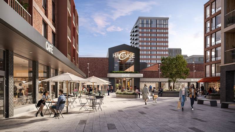 Tidig visionsbild från Niam som visar hur Haninge centrum kan öppnas upp mot omgivande stadsmiljö. Tidig visionsbild från Niam som visar hur Haninge centrum kan öppnas upp mot omgivande stadsmiljö.