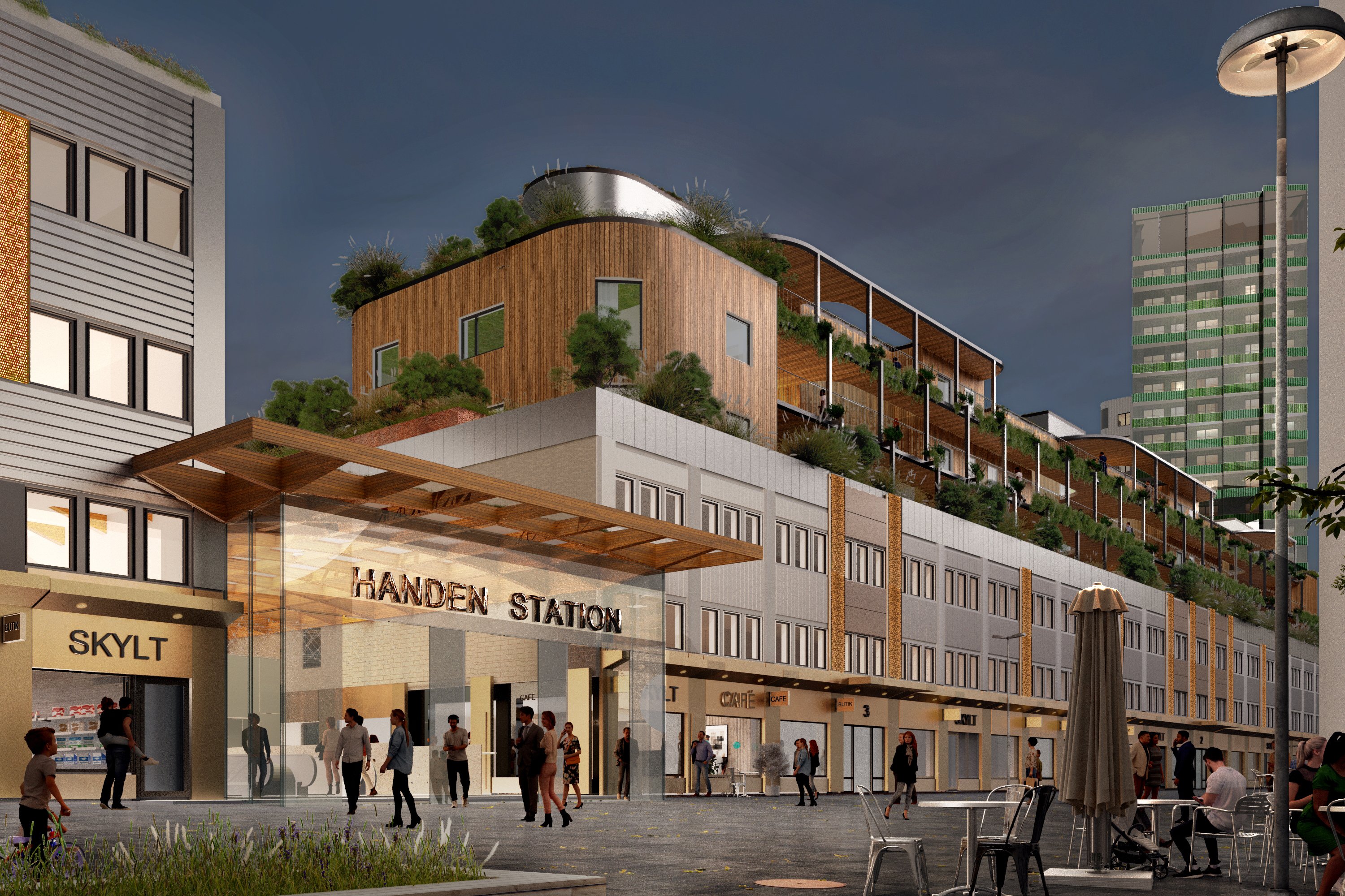 Illustration som visar hur Handenterminalens norra stationsentré kan komma att se ut.