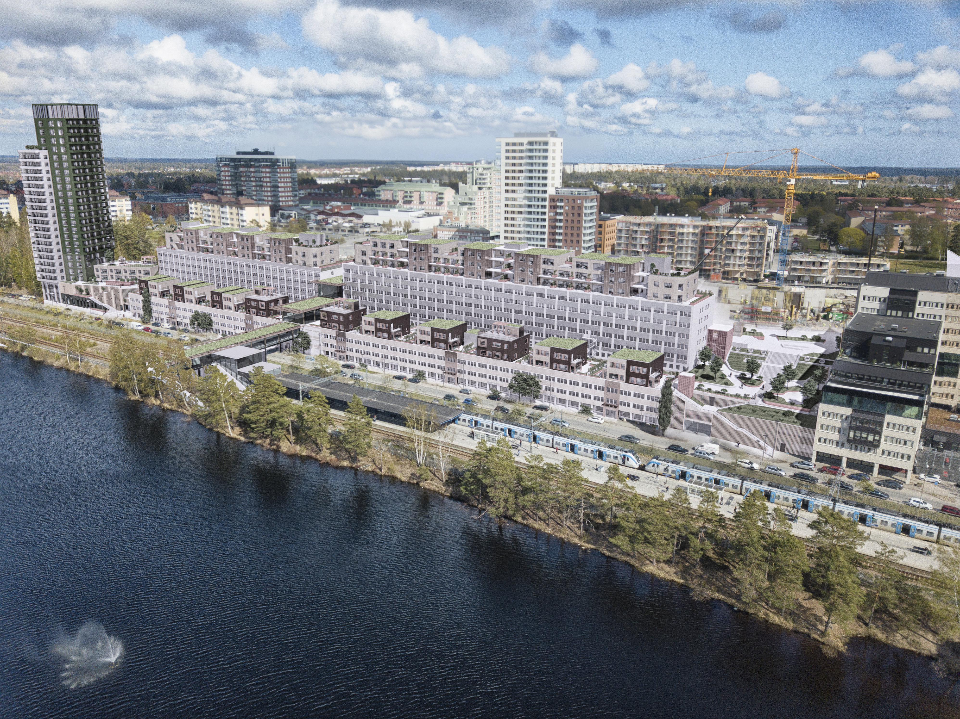 Illustration som visar Handenterminalen och området närmast stationen.