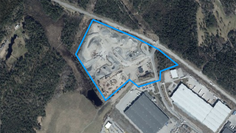 flygbild över fastigheten Rudan 1:2 i Jordbro företagspark