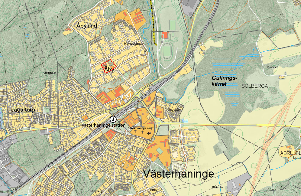 Kartbild över planområdet för Åby 1:39