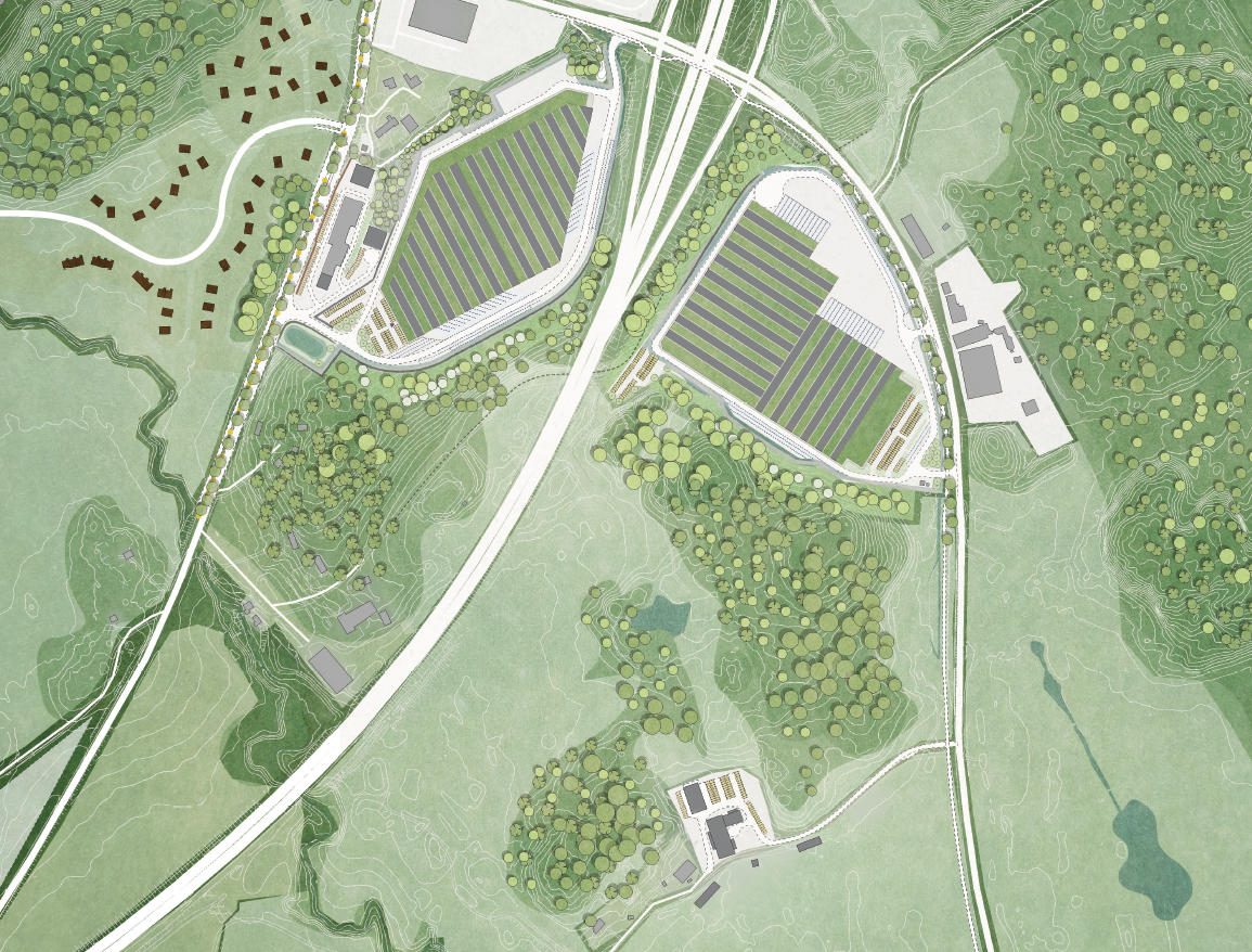Illustration som visar hur planområdet kan komma att se ut.