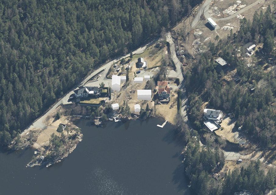 Fotomontage som visar ett möjligt maxscenario av bebyggelse på planområdet. Fotomontage som visar ett möjligt maxscenario av bebyggelse på planområdet.