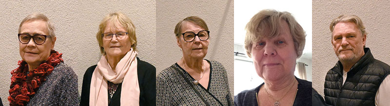 Kuvassa vasemmalta: Pirkko Sinkkonen, Lea Åkerblad, Leena Niemi, Terttu Hepolehto, Esa Kalasniemi. Ruotsinsuomalaisten edustajat.
