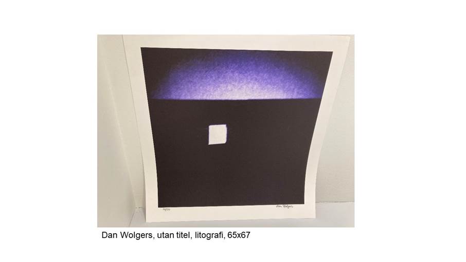 Dan Wolgers litografi i svart och lila.