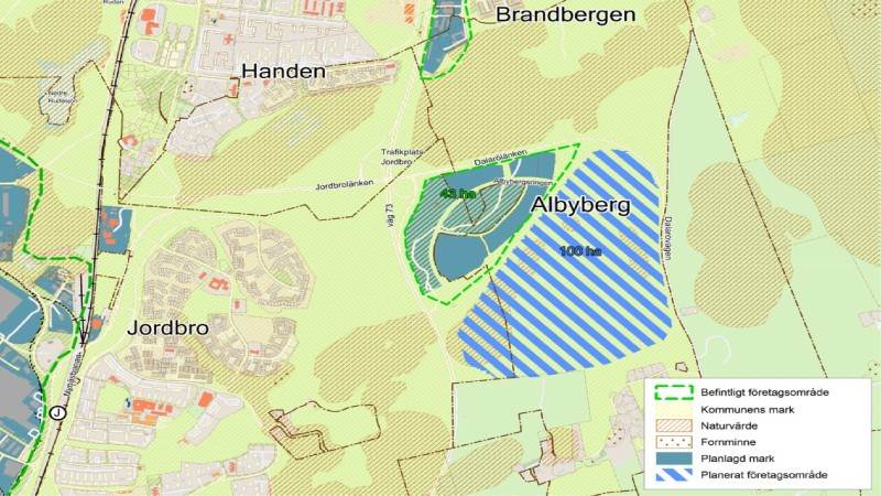 Karta över Albyberg företagspark