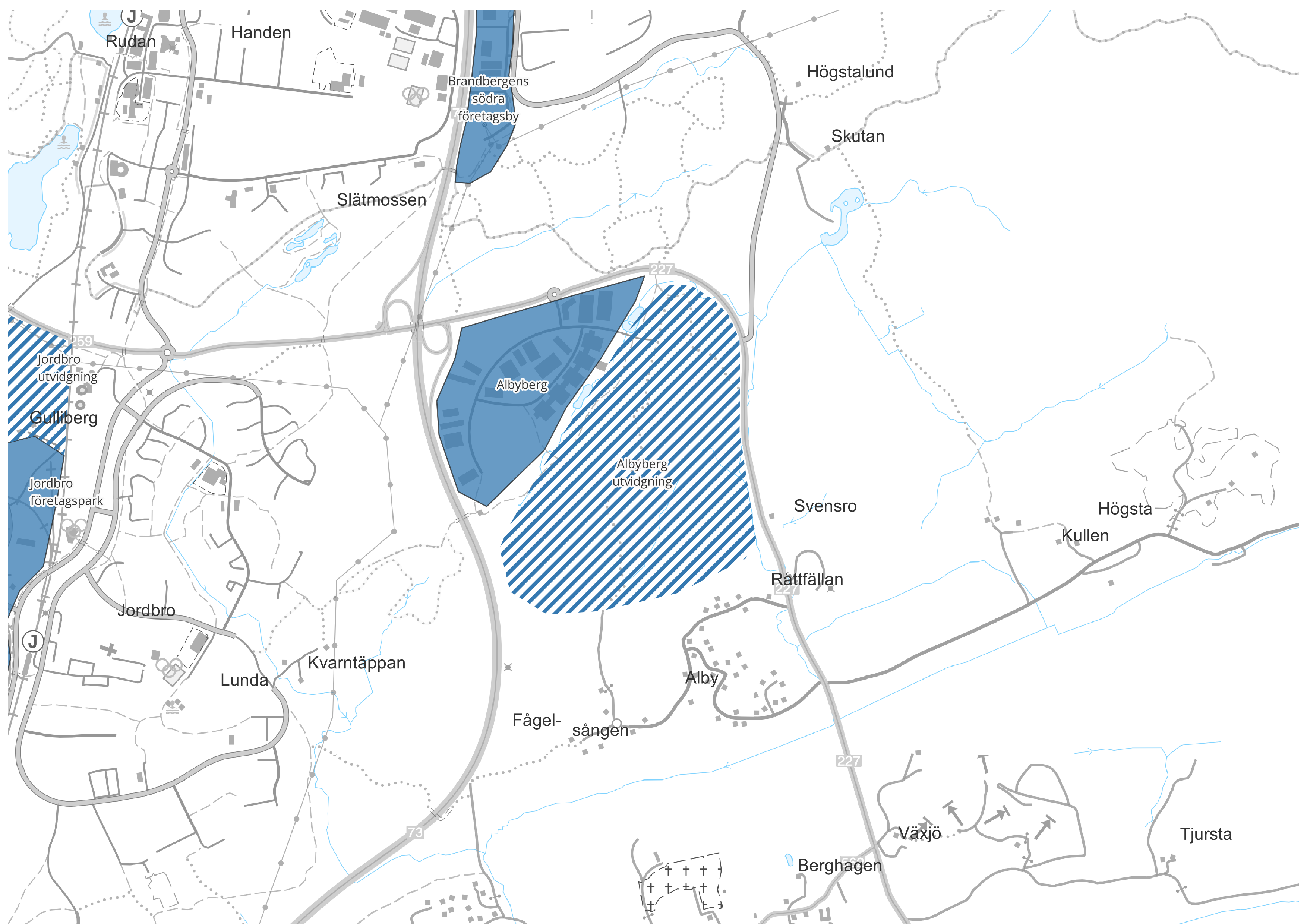 Albyberg utmärkt på en karta