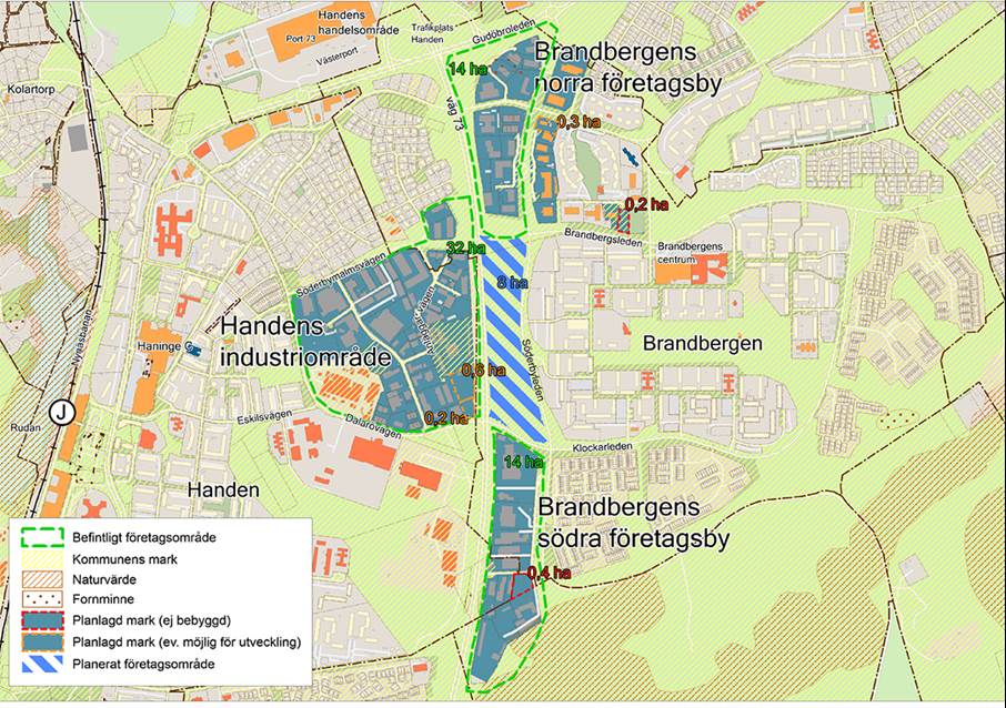 kartbild Handens industriområde