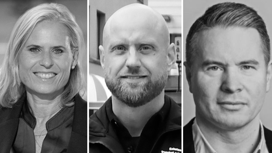 Katarina Barter, Näringslivschef (foto: Fredrik Hjerling), Tony Beijbom, Trygghets- och säkerhetschef Haninge kommun samt Juha Kevin, Centrumchef Cavando Svartvita porträtt av Katarina, Tony och Juha