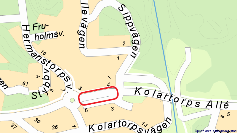 Karta med markering för Kolartorps allé