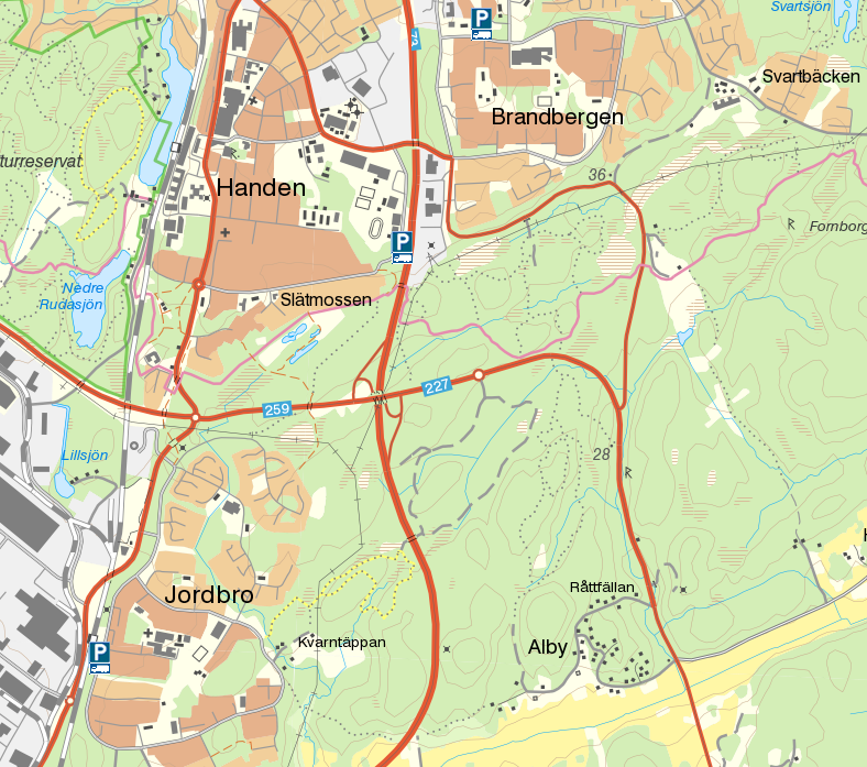 Lastbilsparkering översiktskarta Haninge kommun