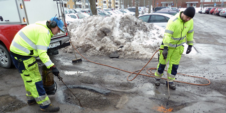 Lagning av så kallade potthål