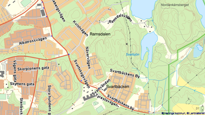 Karta som beskriver på vilka platser åtgärder på Tyrestavägen ska genomföras
