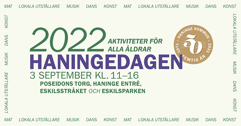 I bilden står det "Haningedagen 2022 Poseidons torg, Haninge entré, Eskilsstråket, Eskilsparken"