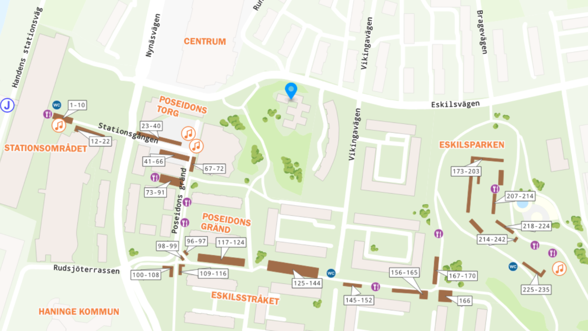 Karta över utställare som medverkar på Haningedagen