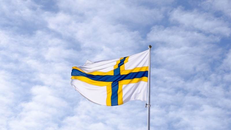 Sverigefinska flaggan Bild på Sverigefinska flaggan