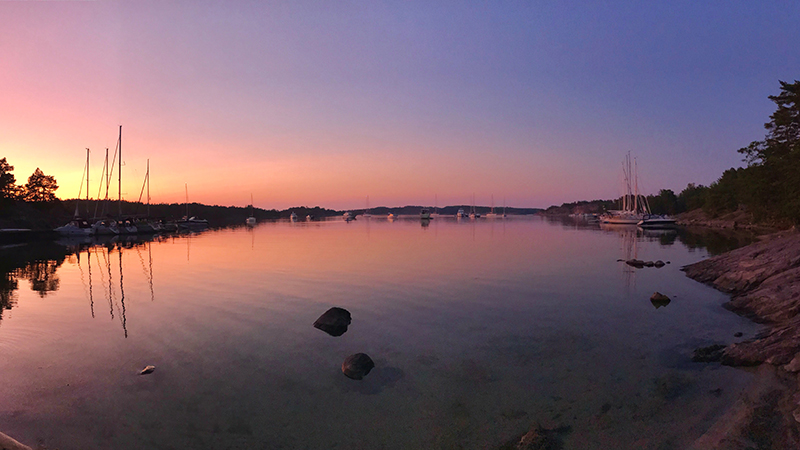 Skymning på Nåttarö Nåttarö skymning hamn Haninge