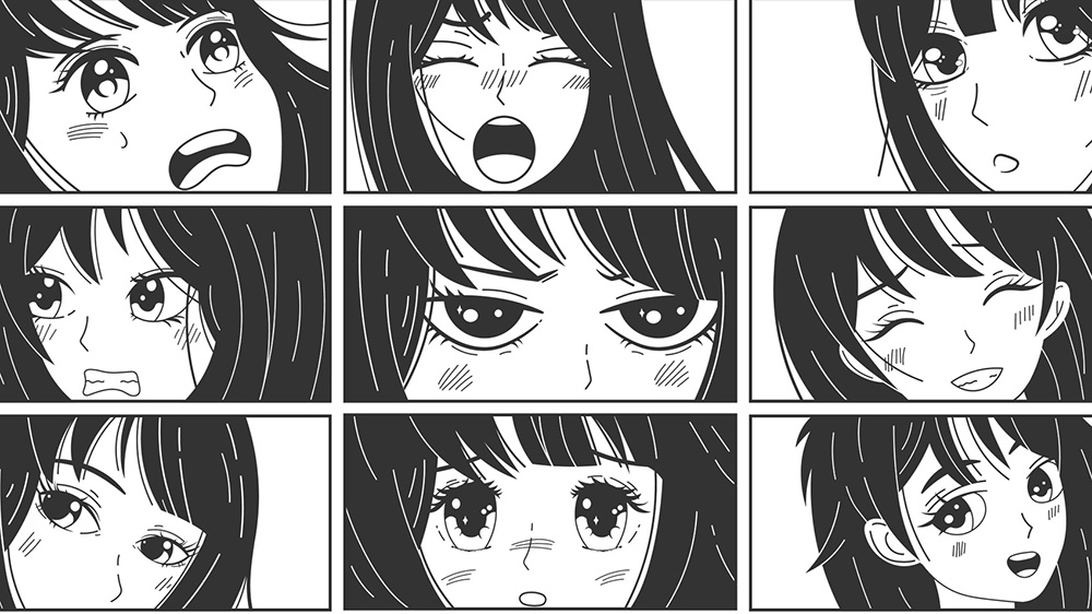 Teckna rutor med manga.